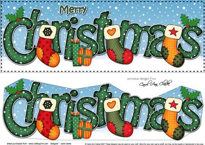 Large Dl Christmas Stockings Quick Card 3D Decoupage