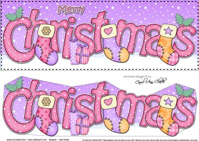 Large Dl Christmas Stockings Quick Card 3D Decoupage