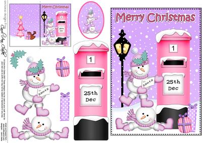 Christmas Snowmen Postbox 5x7 3D Decoupage