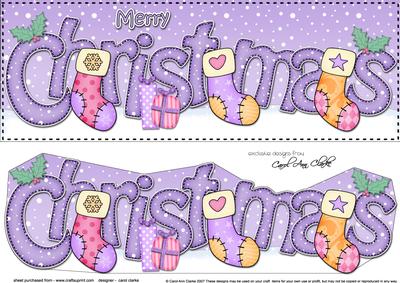 Large Dl Christmas Stockings Quick Card 3D Decoupage