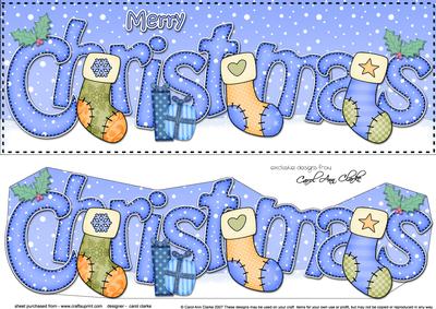 Large Dl Christmas Stockings Quick Card 3D Decoupage