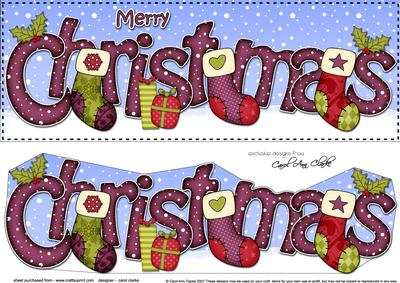 Large Dl Christmas Stockings Quick Card 3D Decoupage