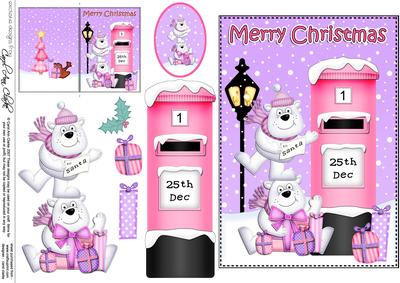 Christmas Polar Bears Postbox 5x7 3D Decoupage