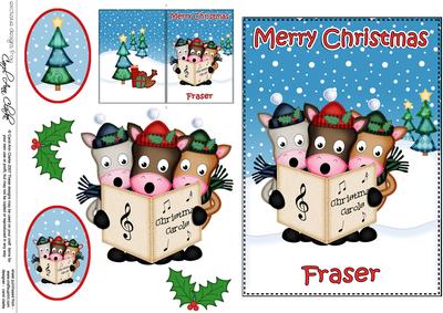 Xmas Fraser Gigi Horse & Friends 5x7 3D Decoupage