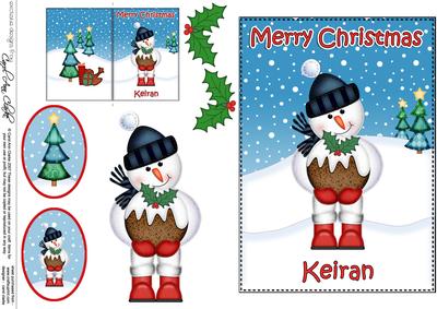 Xmas Keiran Snowman 5x7 3D Decoupage