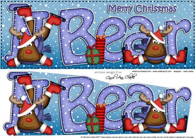 Xmas N Bear Rudolph Large Dl & 3D Decoupage