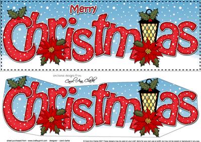 Large Dl Christmas Lantern & Pointsettia 3D Decoupage