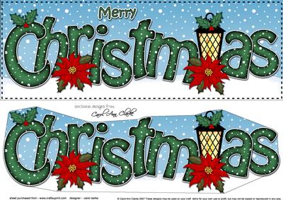 Large Dl Christmas Lantern & Pointsettia 3D Decoupage