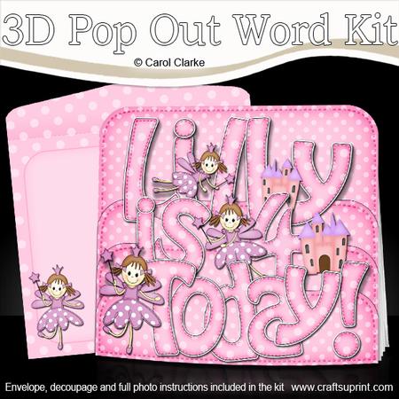 3D 4th Birthday Lilly Fairies Pop Out Word Card