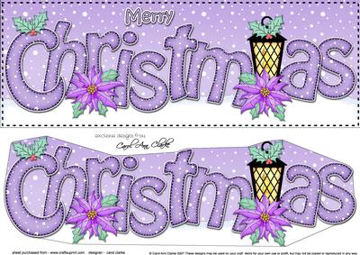Large Dl Christmas Lantern & Pointsettia 3D Decoupage