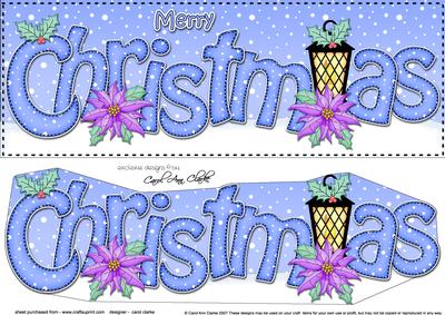 Large Dl Christmas Lantern & Pointsettia 3D Decoupage
