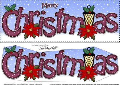 Large Dl Christmas Lantern & Pointsettia 3D Decoupage