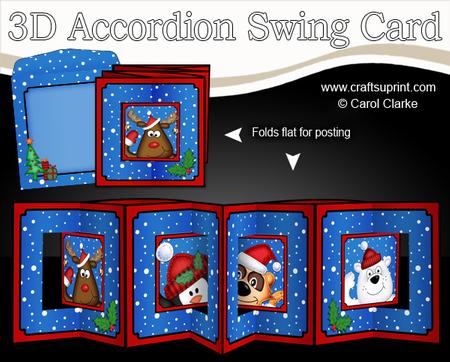 3D Christmas Festive Friends Accordion Swing Card