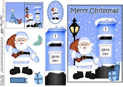 Christmas Santa Postbox 5x7 3D Decoupage