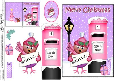 Christmas Robin Postbox 5x7 3D Decoupage