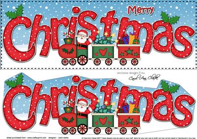 Large Dl Christmas Santa's Train Quick Card 3D Decoupage