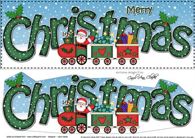 Large Dl Christmas Santa's Train Quick Card 3D Decoupage