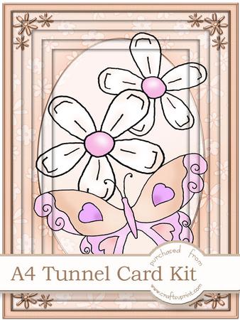 A4 Fluttery Butterfly in Apricot Tunnel Card Kit