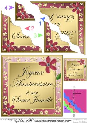 French Birthday Twin Sister Flowers Wavy Corner Stacker