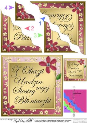 Polish Birthday Twin Sister Flowers Wavy Corner Stacker