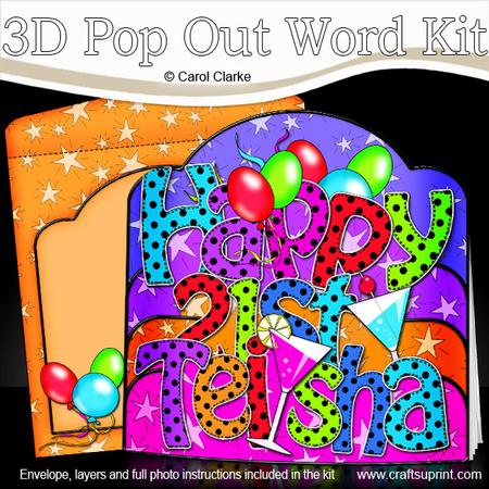 3D 21st Birthday Teisha Celebrations Pop Out Word Card