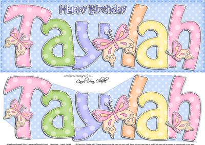 Large Dl Birthday Taylah Butterflies Card & Decoupage