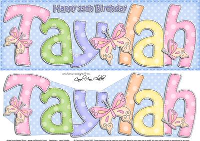 Large Dl 11th Birthday Taylah Butterflies Card & Decoupage