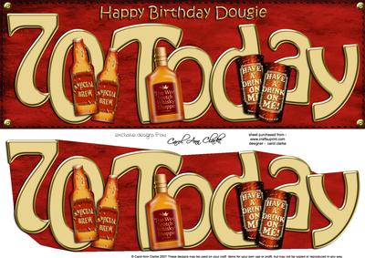 70th Birthday Dougie Booze Lge Dl 3D Decoupage