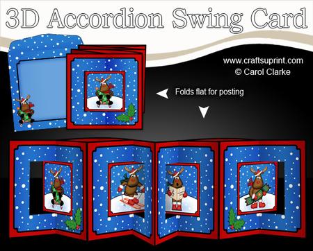 3D Christmas Rudolph Accordion Swing Card