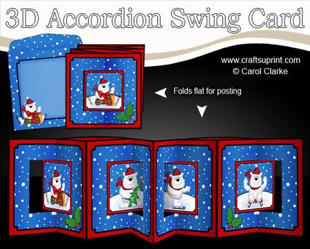 3D Christmas Ben Polar Bear Accordion Swing Card