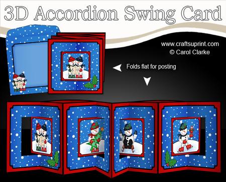 3D Christmas Snowmen Accordion Swing Card