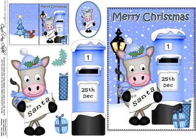 Christmas Gigi Horse Postbox 5x7 3D Decoupage