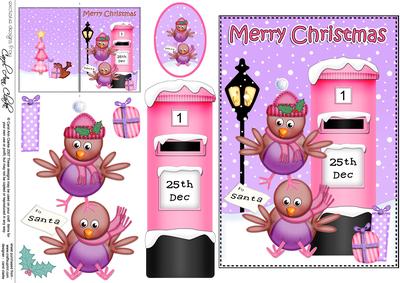 Christmas Robin Postbox 5x7 3D Decoupage