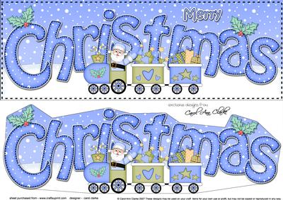 Large Dl Christmas Santa's Train Quick Card 3D Decoupage