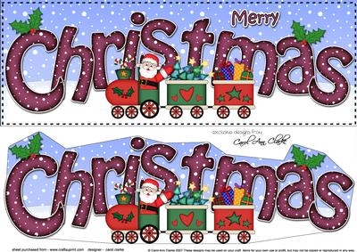 Large Dl Christmas Santa's Train Quick Card 3D Decoupage
