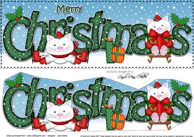 Large Dl Christmas Little Cats Quick Card 3D Decoupage