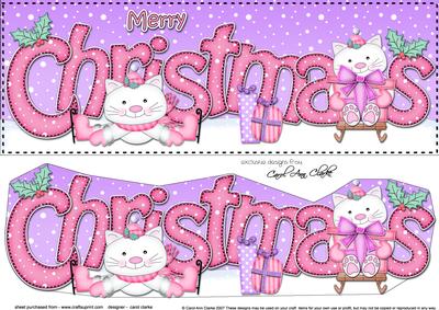 Large Dl Christmas Little Cats Quick Card 3D Decoupage