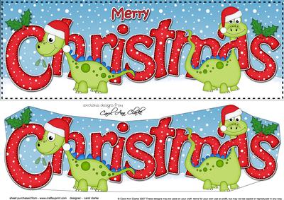 Large Dl Christmas Denis Dinosaur Quick Card 3D Decoupage
