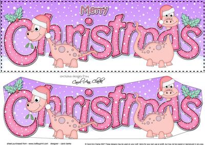 Large Dl Christmas Denise Dinosaur Quick Card 3D Decoupage