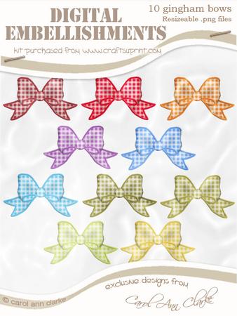 Pretty 'gingham Bow' Digital Embellishments