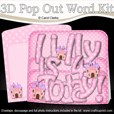 3D 4th Birthday Lilly Pop Out Word Card