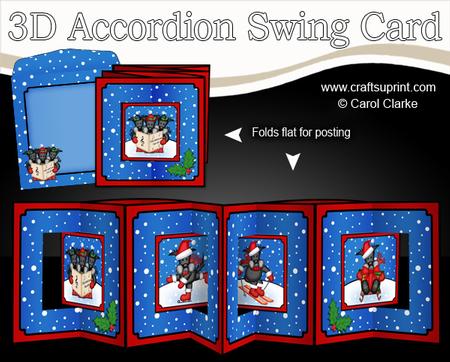 3D Christmas Hamish Scottie Dog Accordion Swing Card