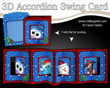3D Christmas Festive Friends Accordion Swing Card