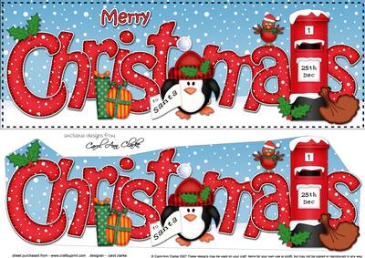 Large Dl Christmas Penguin Postbox Quick Card 3D Decoupage