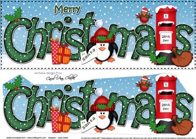 Large Dl Christmas Penguin Postbox Quick Card 3D Decoupage