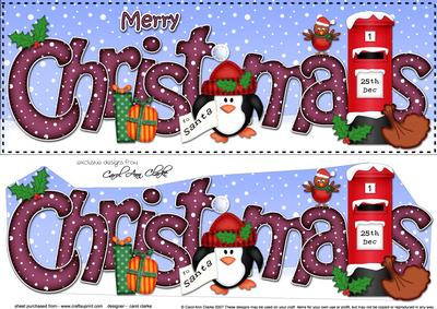 Large Dl Christmas Penguin Postbox Quick Card 3D Decoupage