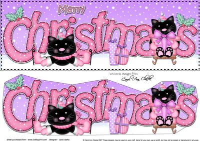 Large Dl Christmas Little Cats Quick Card 3D Decoupage