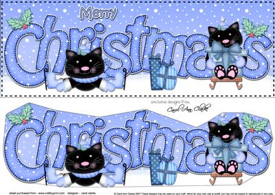 Large Dl Christmas Little Cats Quick Card 3D Decoupage