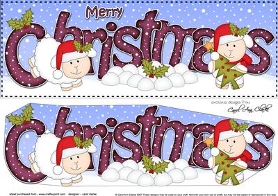 Large Dl Christmas Little Lamb Quick Card 3D Decoupage