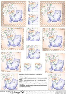 Cute Cat Twisted Pyramage Sheet